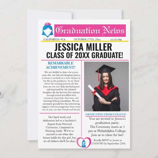 Invitación única de la Escuela de Periódicos de en (Anverso)