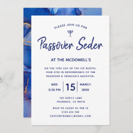Invitación única de oro azul del Séder de Pascua