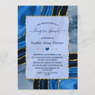 Invitación Única ducha de lencería de mármol de oro azul de l