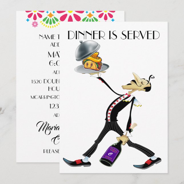 Invitación única para cena / reunión versión 2 (Anverso / Reverso)