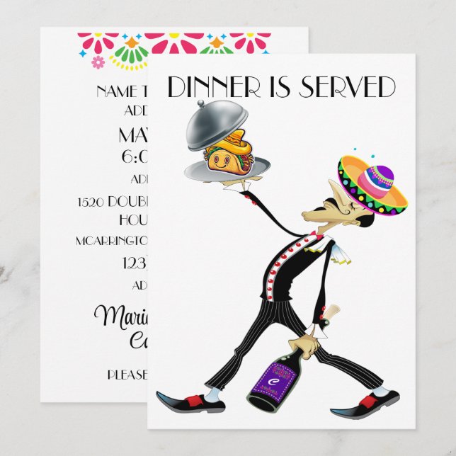 Invitación única para cena / reunión versión 2 (Anverso / Reverso)