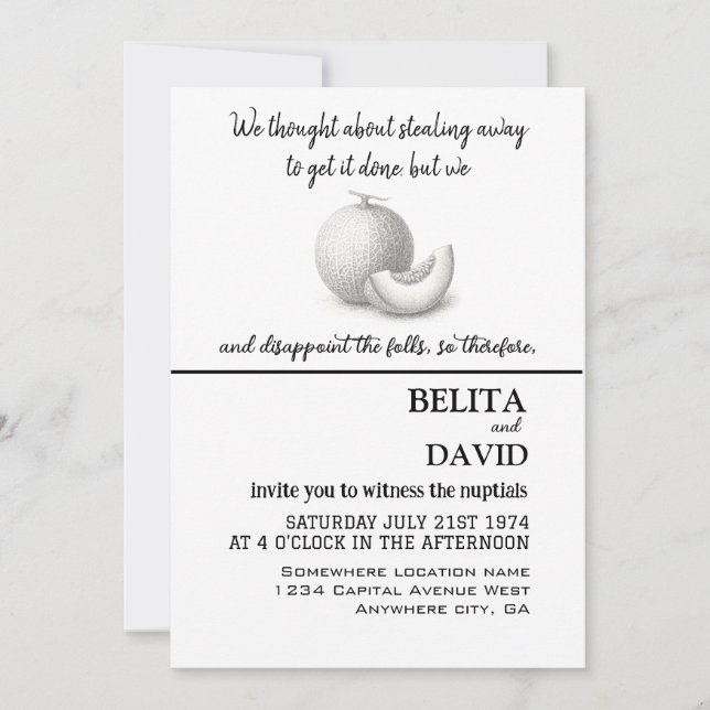 Invitación única y divertida a una boda (Anverso)