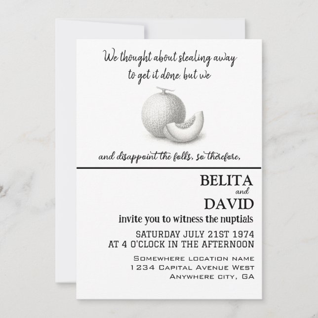 Invitación única y divertida a una boda (Anverso)