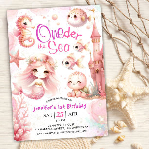 Invitación ¡ÚNICAMENTE Al Mar! 1.ᵉʳ Chica rosado mareado océa