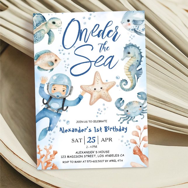 Invitación ¡ÚNICAMENTE Al Mar! 1.ᵉʳ Nacimiento Cute Ocean (Subido por el creador)