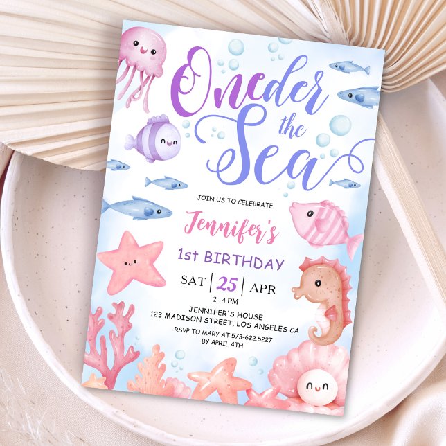 Invitación ¡ÚNICAMENTE Al Mar! 1.ᵉʳ Nacimiento Niña Cute Océa (Subido por el creador)