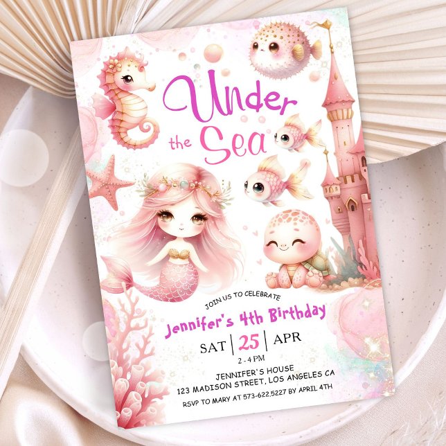 Invitación ¡ÚNICAMENTE Al Mar! 4.º Chica de cumpleaños Océano (Subido por el creador)
