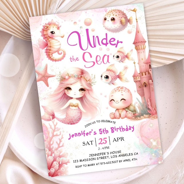 Invitación ¡ÚNICAMENTE Al Mar! 5.º Chica de cumpleaños Océano (Subido por el creador)