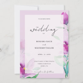 Invitación Unicidad de las flores de arte en acuarela violeta