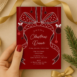 Invitación Único Fiesta de Navidades Elegantes de Bows Rojos