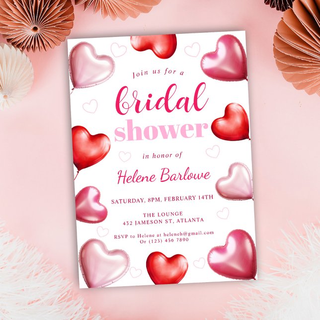 Invitación Único Girly divertido lindo corazón rosado ducha d (Unique Girly Fun Cute Pink Bridal Shower Invitation)