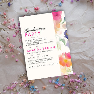 Invitación Único Partido Simple de Graduación Floral 2025