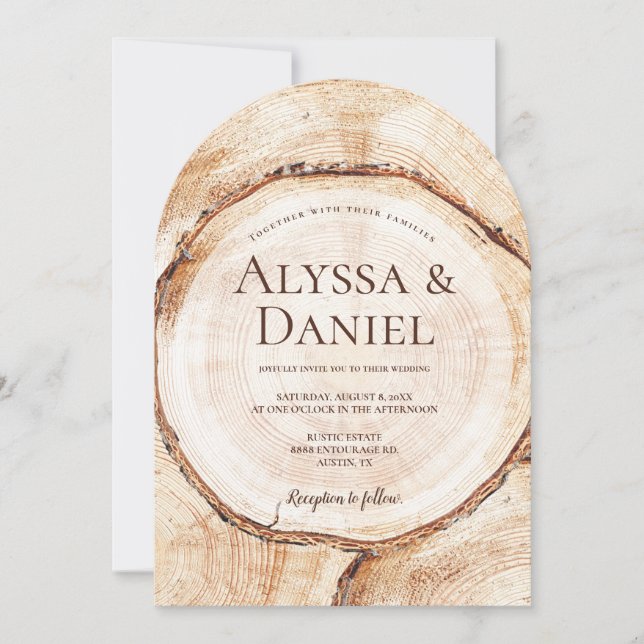 Invitación Único Personalizado de Boda Rústico de la corteza  (Anverso)