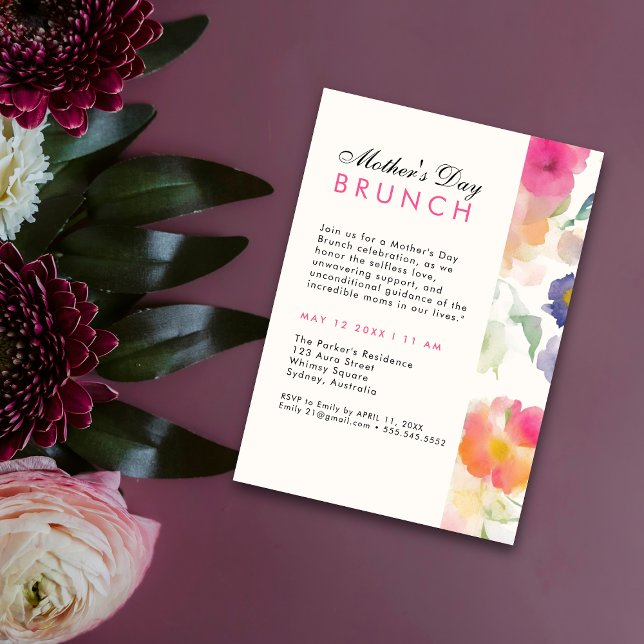 Invitación Único Simple Floral Greenery de la madre día BRUNC (Subido por el creador)