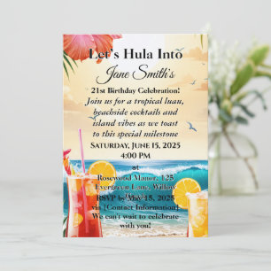 Invitación Único, vibrante y elegante cumpleaños número 21