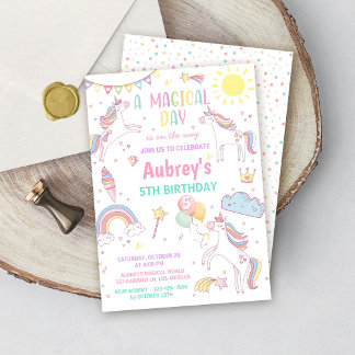 Invitación Unicorn Birthday Invitation Magical Pastel Rainbow