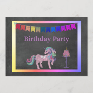 INVITACIÓN UNICORN CAKE RAINBOW PARTIDO DE CUMPLEAÑOS