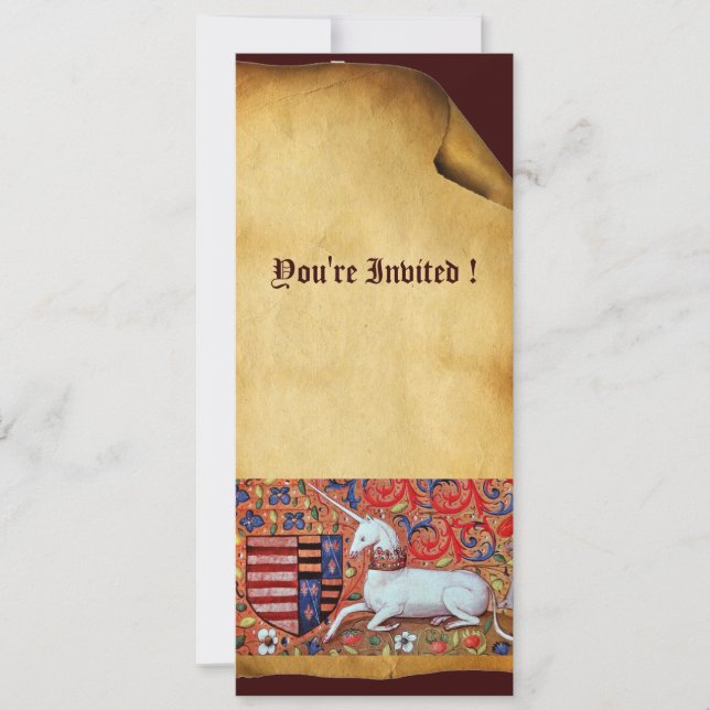 Invitación UNICORN ,champán rojo blanco azul oscuro (Anverso)