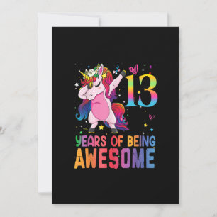 Invitación Unicorn Dabbing, 13 años, Chica de cumpleaños Un