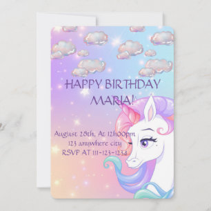 INVITACIÓN UNICORN DE CUMPLEAÑOS, DESCARGA DIGITAL