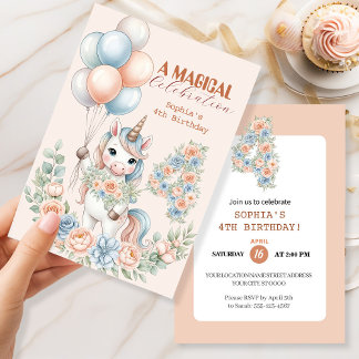 Invitación Unicorn Dreams Birthday Invitation
