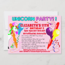 Invitación UNICORN fiesta de cumpleaños de unicorn
