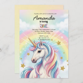 Invitación Unicorn Magical Birthday Party Invitation Card
