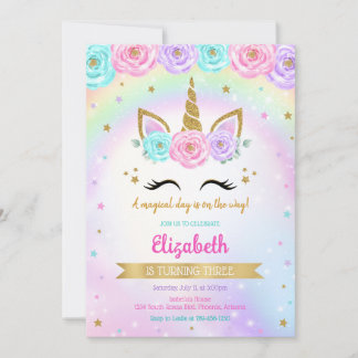 Invitación Unicorn Rainbow Magical Birthday Invitation