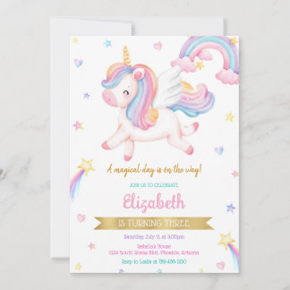 Invitación Unicorn Rainbow Magical Birthday Invitation