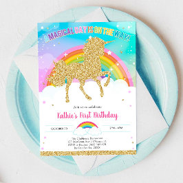 Invitación Unicorn Rainbow Magical Day Birthday Invitation