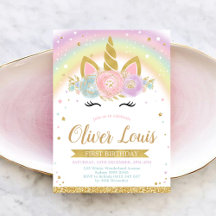 Unicorn Rainbow Magical Day Birthday Invitation