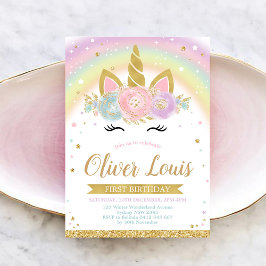 Invitación Unicorn Rainbow Magical Day Birthday Invitation