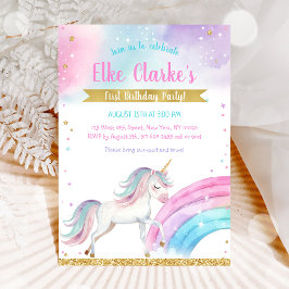 Invitación Unicorn Rainbow Magical Day Birthday Invitation