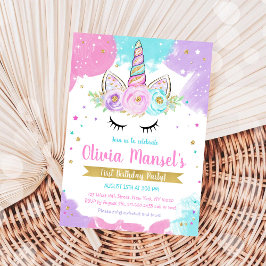 Invitación Unicorn Rainbow Magical Day Birthday Invitation