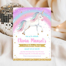 Unicorn Rainbow Magical Day Birthday Invitation