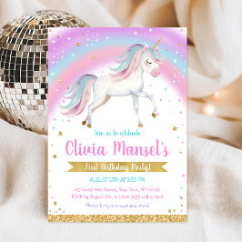 Invitación Unicorn Rainbow Magical Day Birthday Invitation