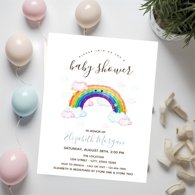 Invitación Unicorn Rainbow Strips Baby Shower (Subido por el creador)