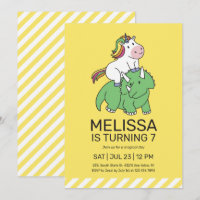 Unicorn Triceratops Dinosaur Yellow Kids Cumpleaño
