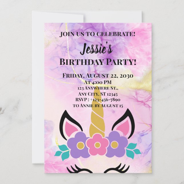 Invitación Unicornio (Anverso)