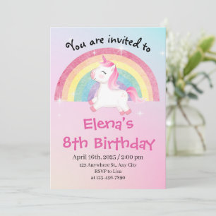 Invitación Unicornio 8 cumpleaños