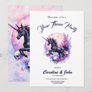 Invitación Unicornio a la Luz de la Luna entre Rosas Olvidada