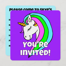 Invitación Unicornio arcoiris personalizado