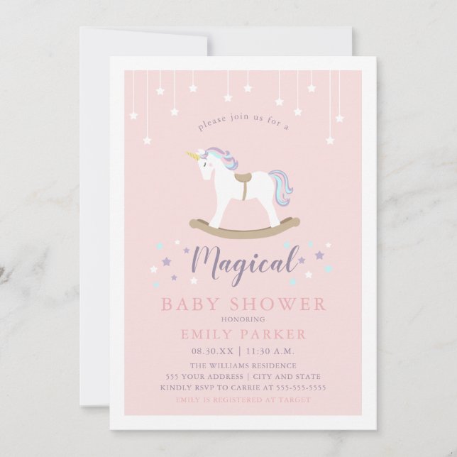 Invitación Unicornio - Baby Shower (Anverso)