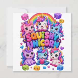 Invitación Unicornio Blandito Cute Kawaii Bebés Unicornios Ar