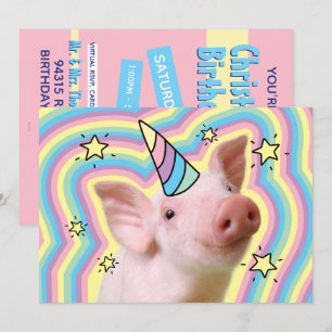 Invitación Unicornio de cerdito mágico