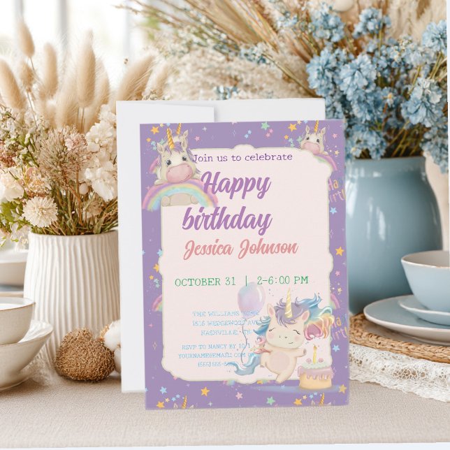 Invitación Unicornio de cumpleaños divertido (Subido por el creador)