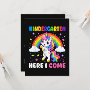 Invitación Unicornio de jardín de infantes aquí vengo De vuel