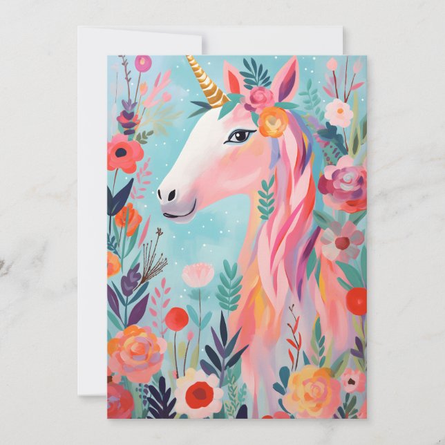 Invitación Unicornio de Sueño Pastel Arcoíris (Anverso)
