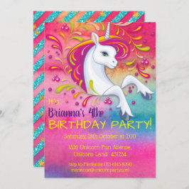 Invitación Unicornio en el cumpleaños de la nube arcoiris