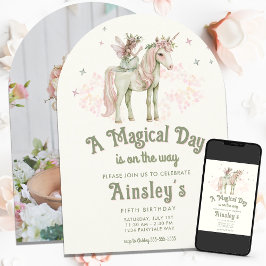 Invitación Unicornio encantado y cumpleaños personalizado de